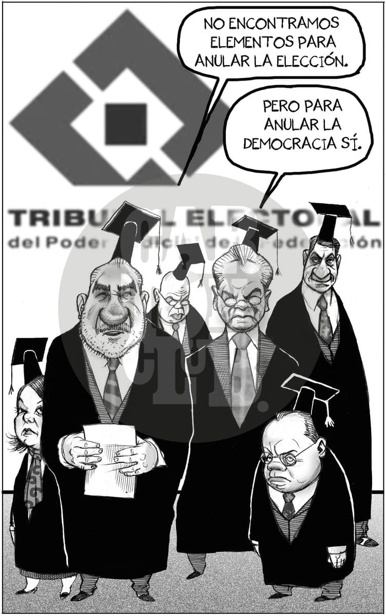 Hablo el PRI bunal, cartón de El Fisgón