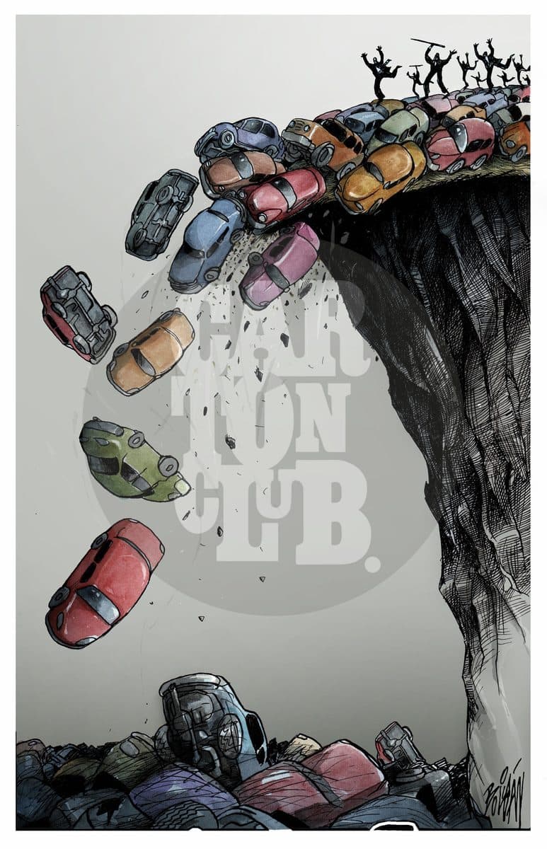 Industria automotriz, cartón de Ángel Boligán