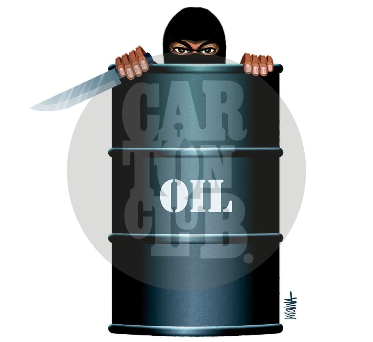 ISIS y el petroleo, cartón de PxMolina