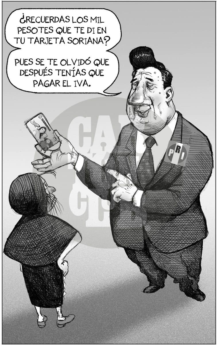IVA EN MEDICAMENTOS Y ALIMENTOS, cartón de El Fisgón
