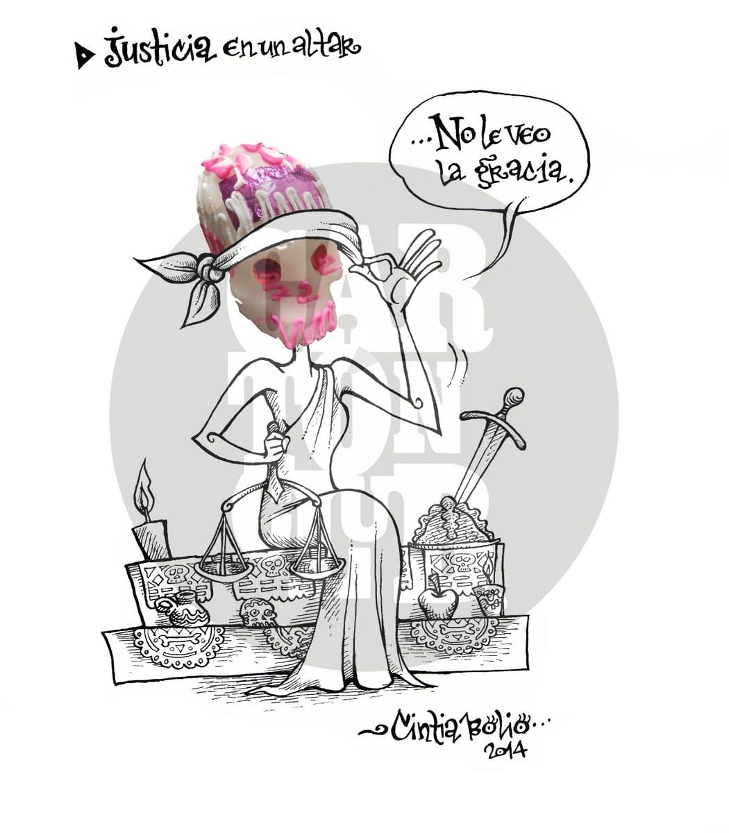 Justicia en un altar, cartón de Cintia Bolio