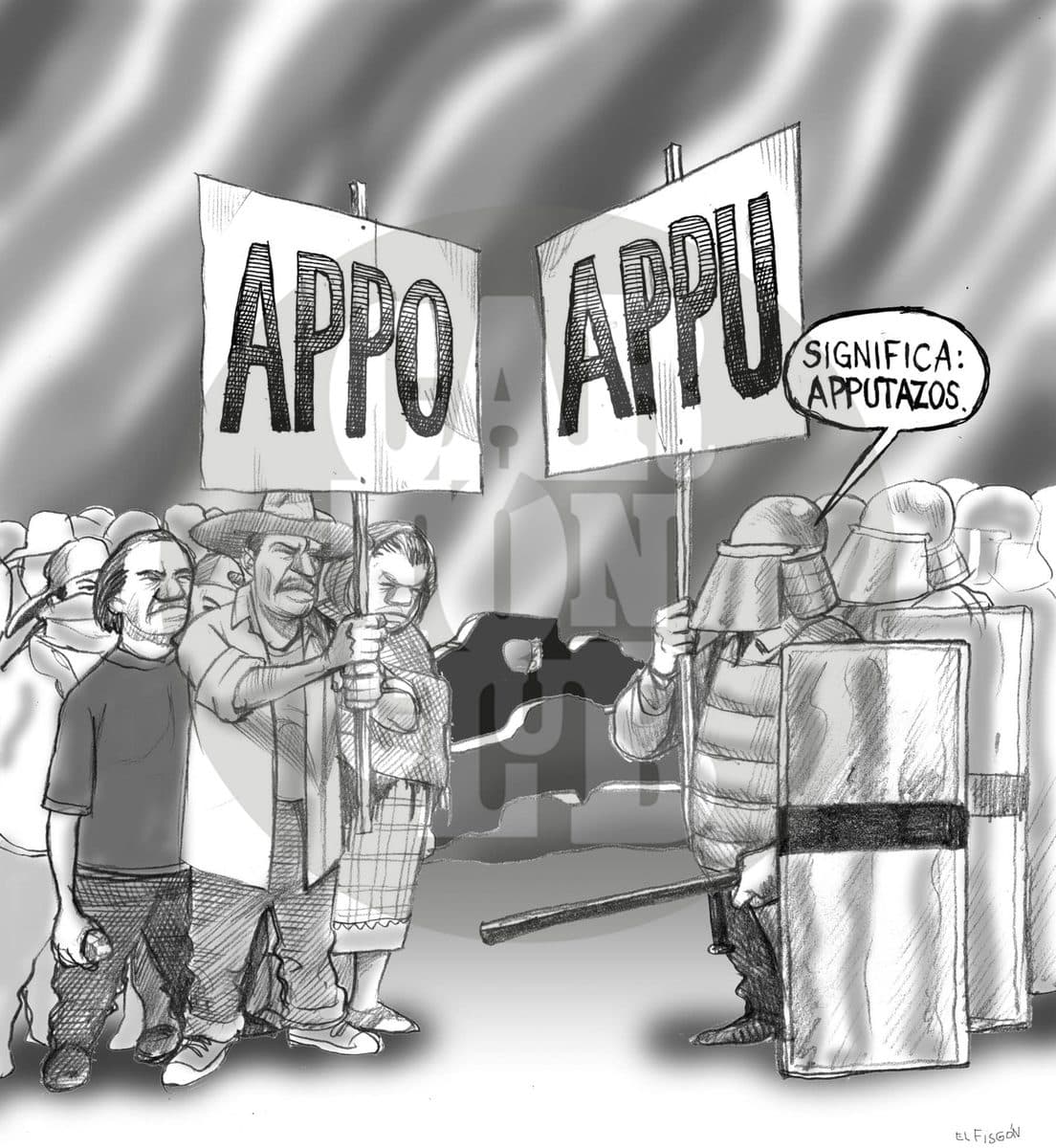 La contraparte oficial, cartón de El Fisgón
