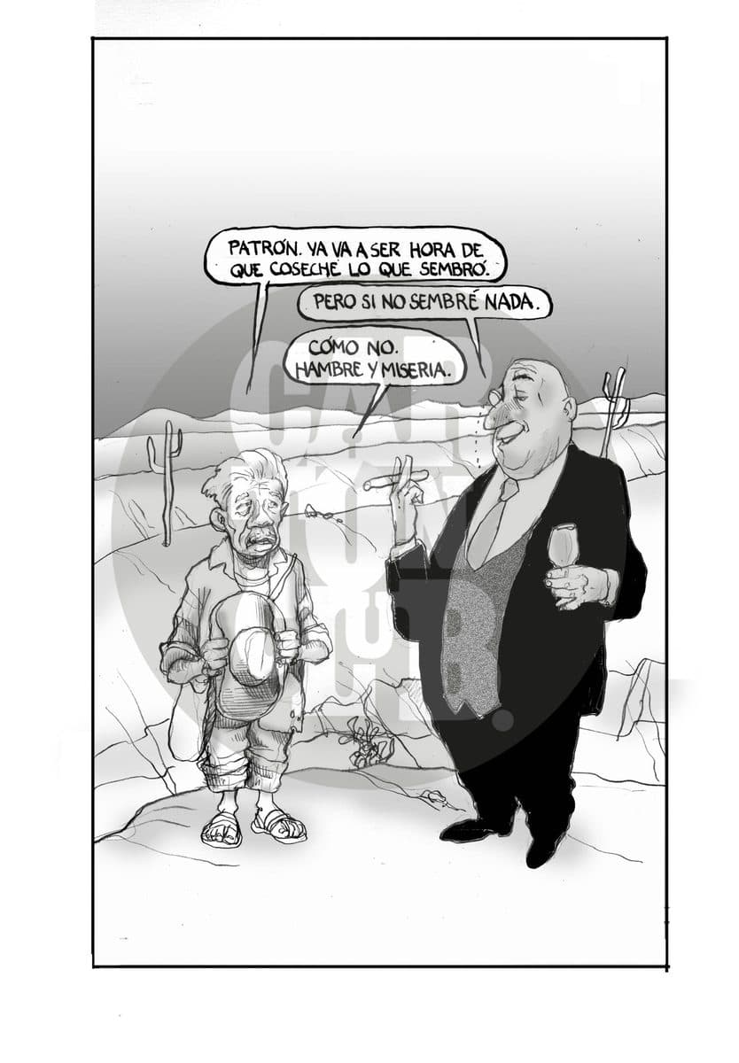 La cosecha, cartón de El Fisgón