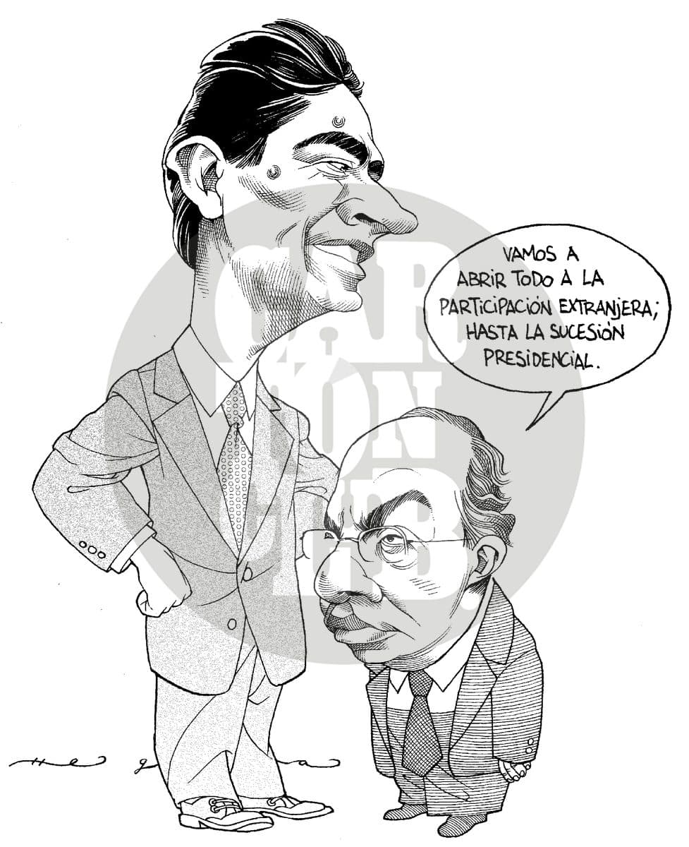 La falange privatizadora, cartón de Helguera