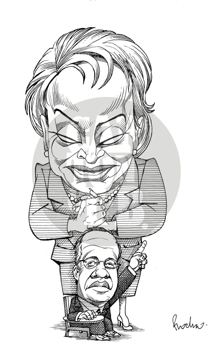 La maestra y el aplicado, cartón de Rocha
