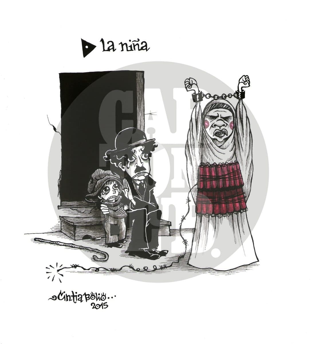 La niña-The kid, cartón de Cintia Bolio