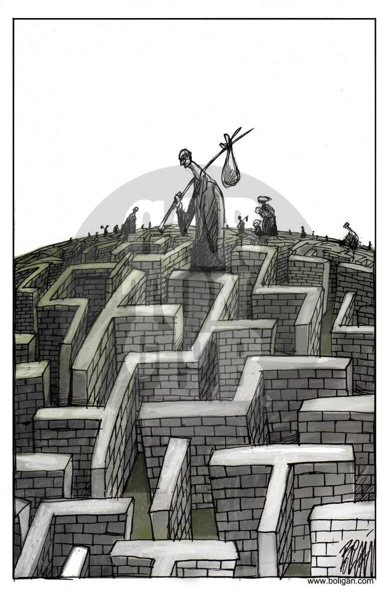 Laberinto de fronteras, cartón de Ángel Boligán