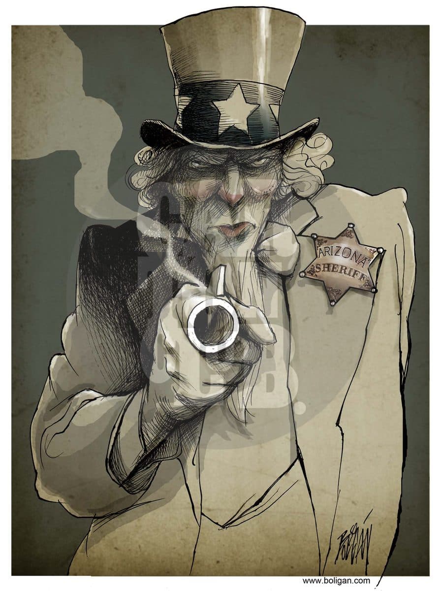 Ley Arizona, cartón de Ángel Boligán
