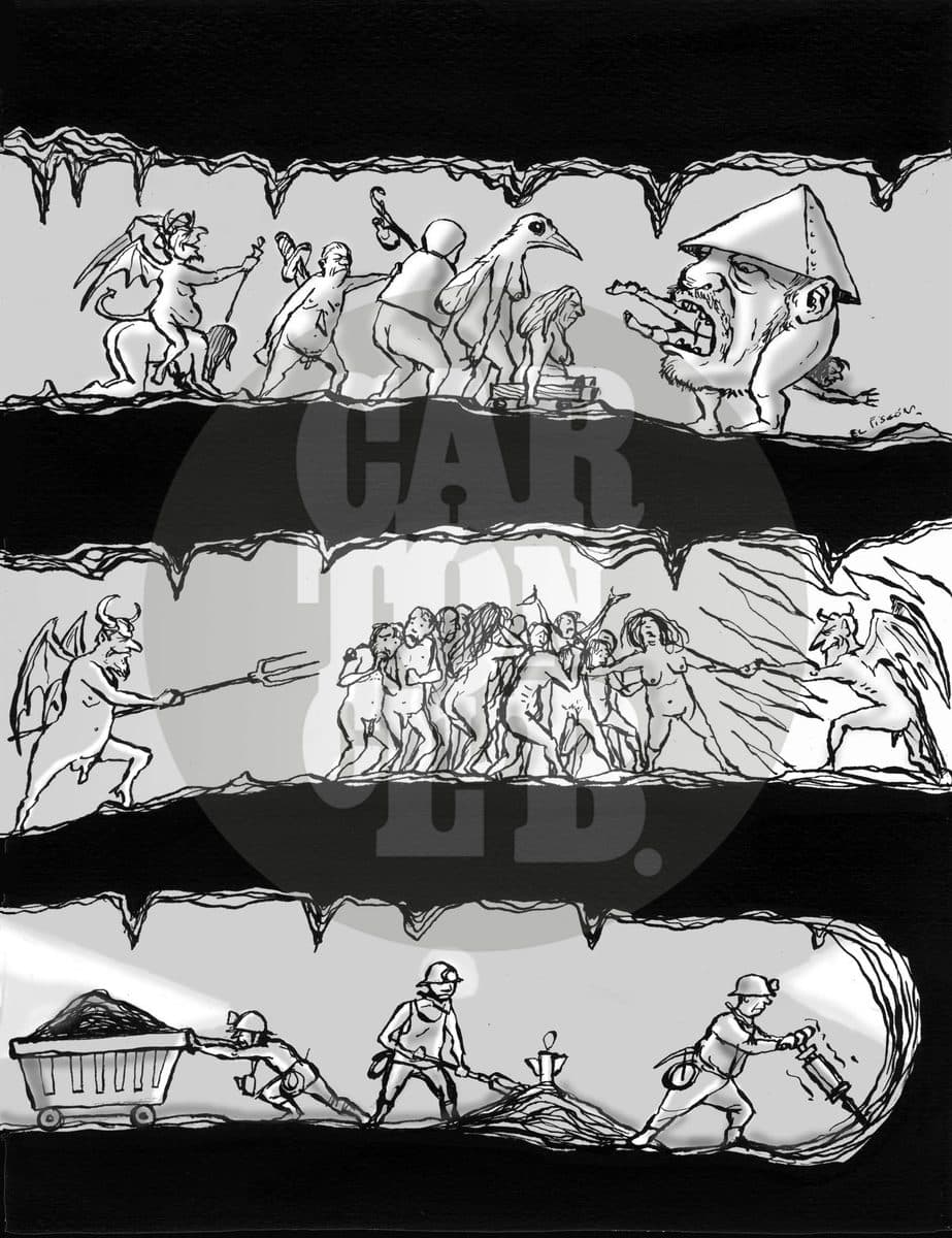Los círculos del infierno, cartón de El Fisgón
