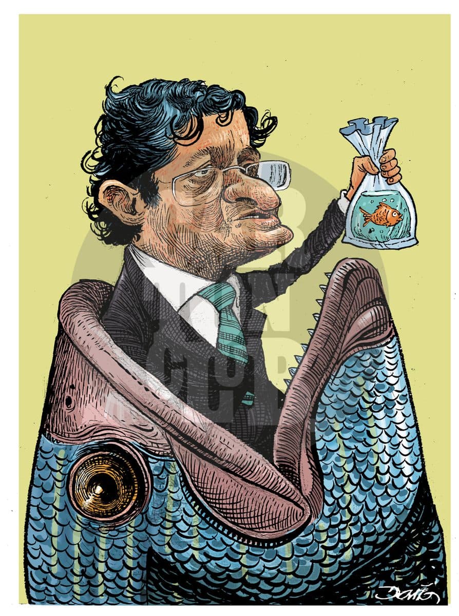 Los peces gordos de Virgilio., cartón de Darío Castillejos
