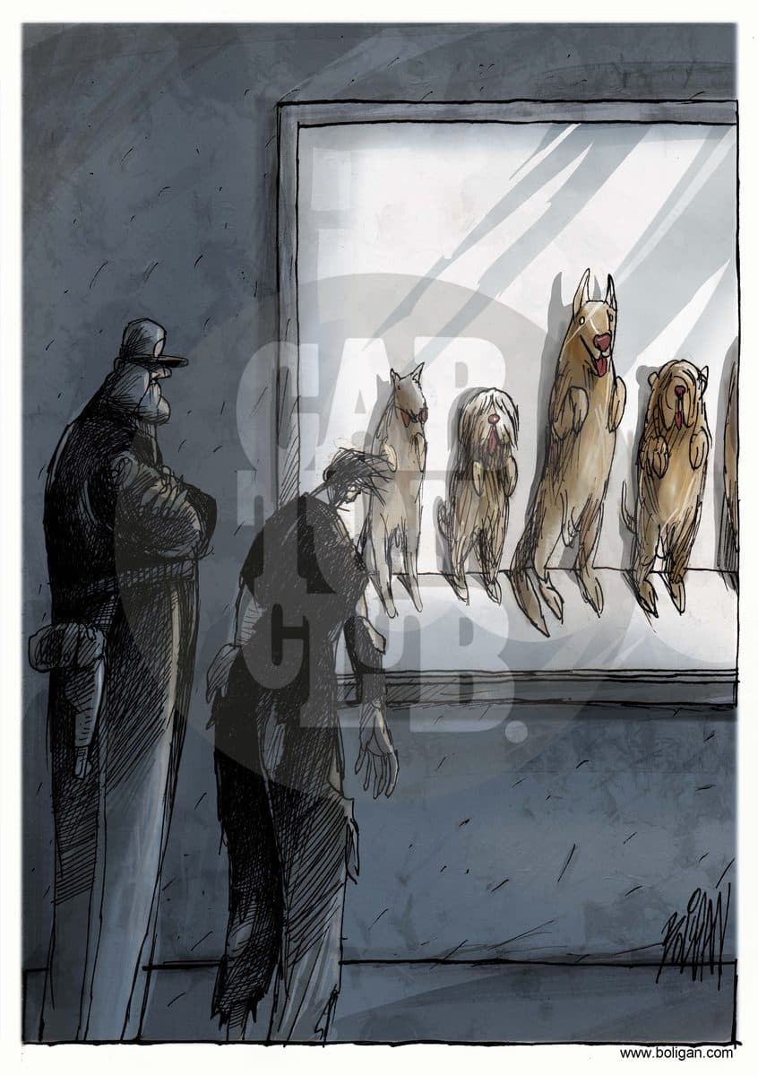 Los sospechosos, cartón de Ángel Boligán