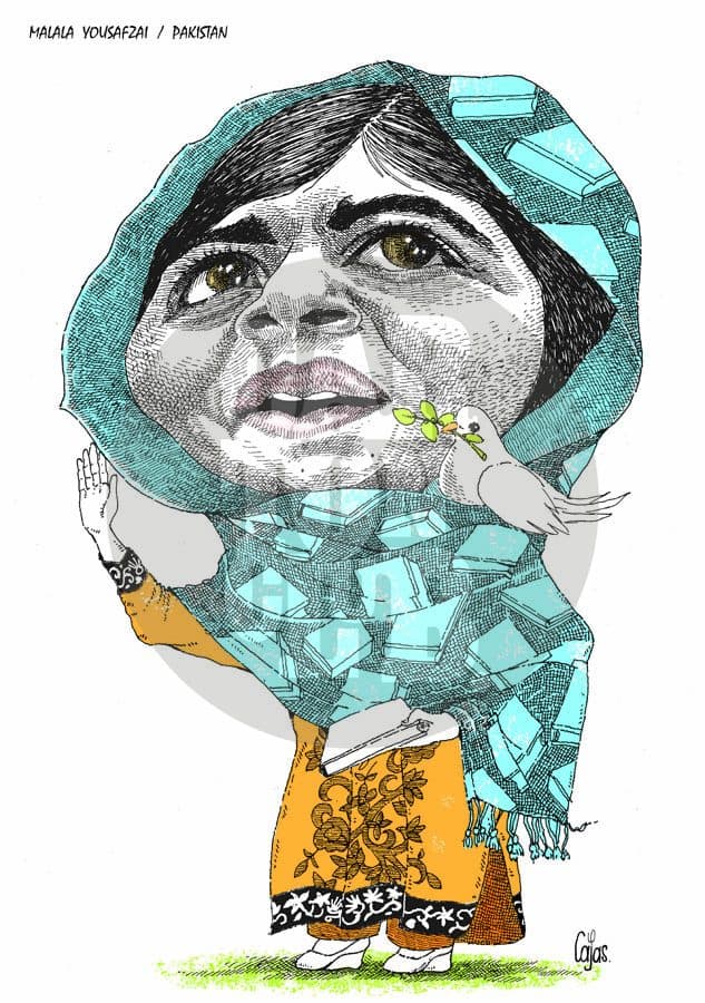 Malala Yousafzai, cartón de Cajas
