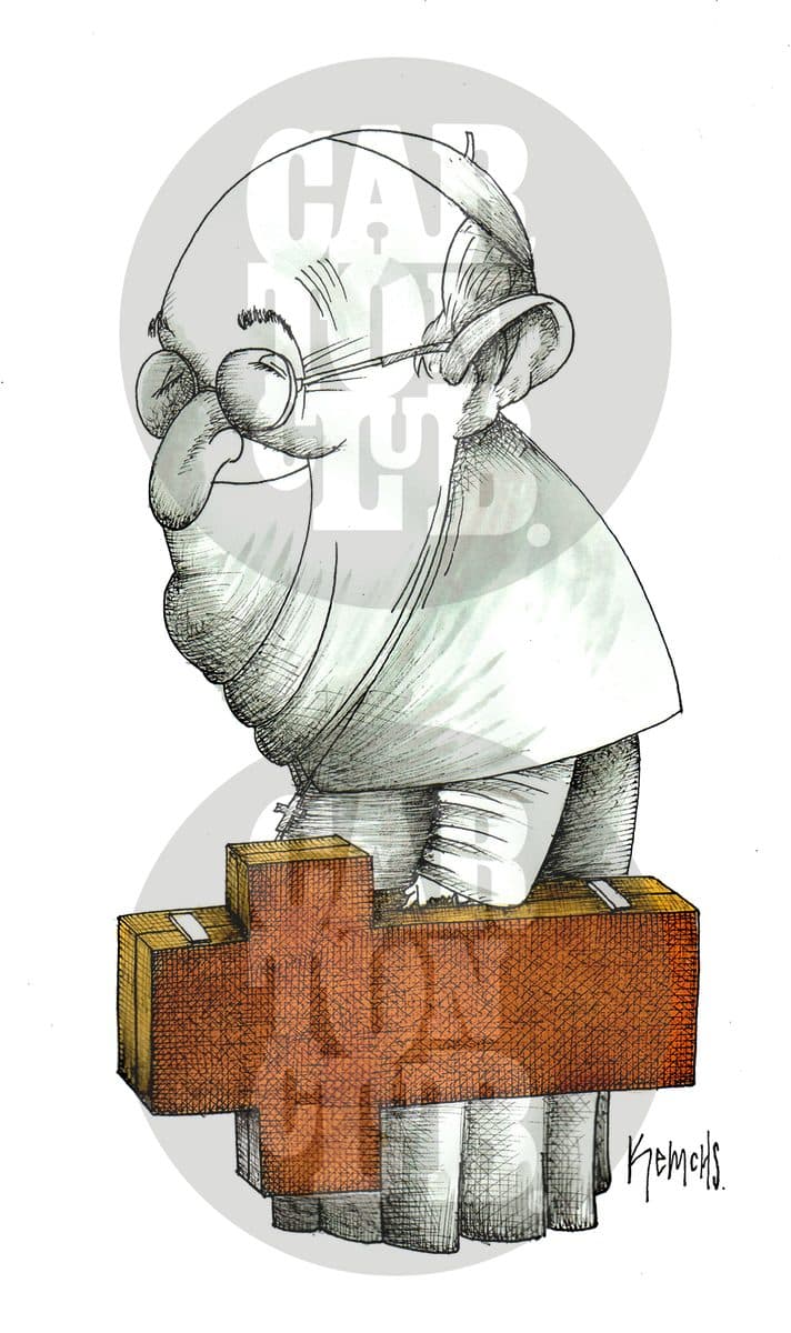Maleta en mano, cartón de Kemchs