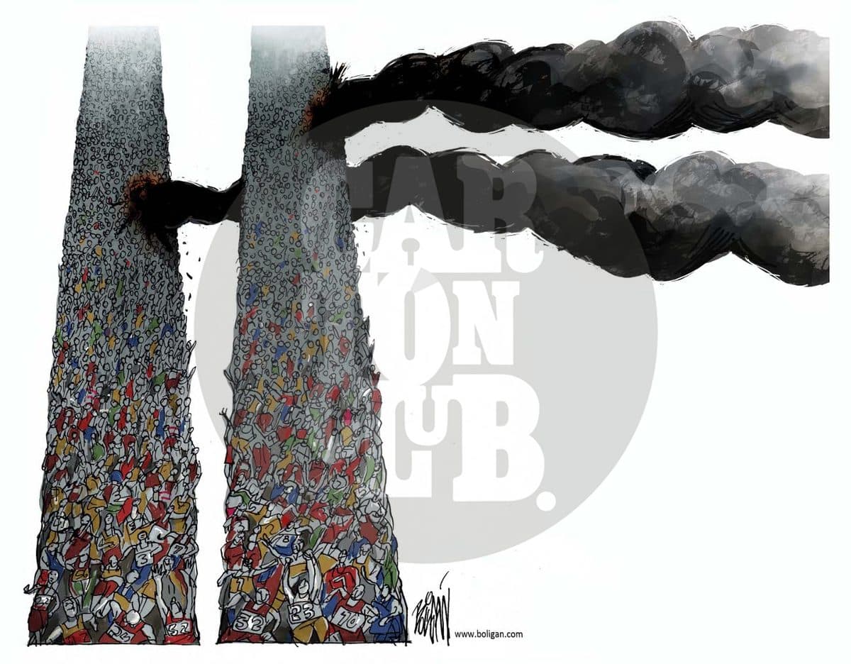 Maraton de Boston, cartón de Ángel Boligán