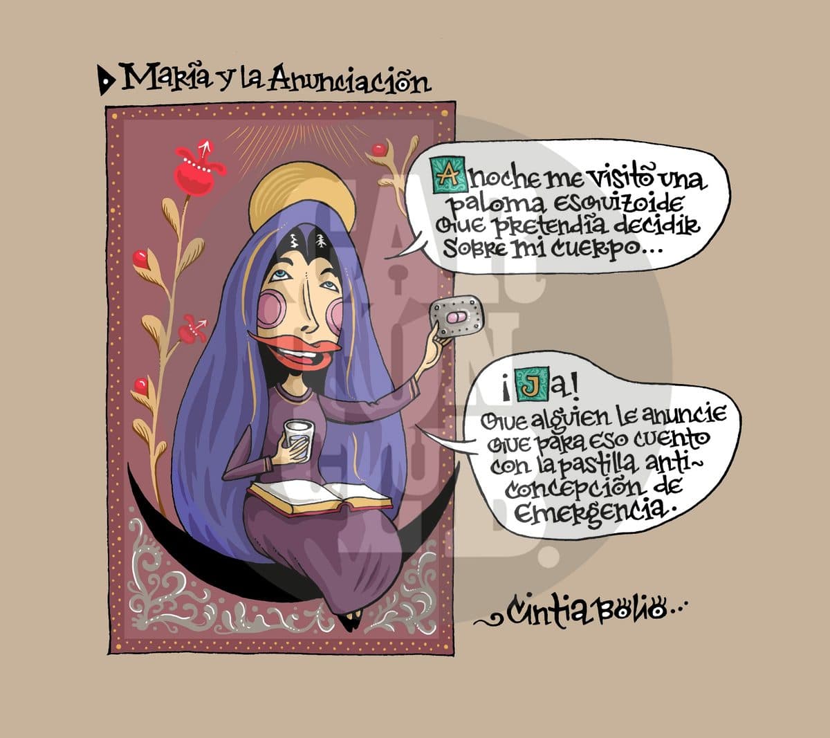 María y la anunciación, cartón de Cintia Bolio