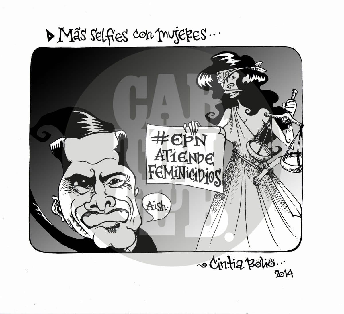 Más selfies con Mujeres, cartón de Cintia Bolio