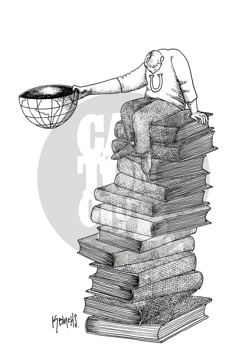 Mendigando empleo, cartón de Kemchs