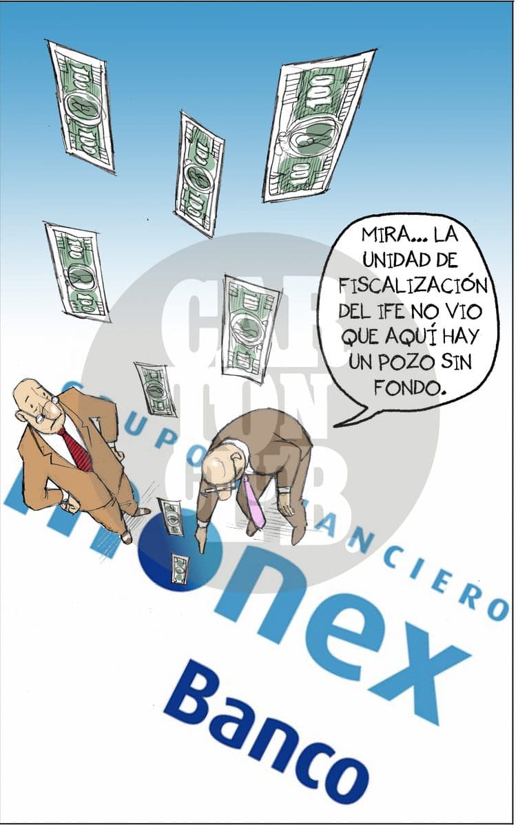 Monex, cartón de El Fisgón