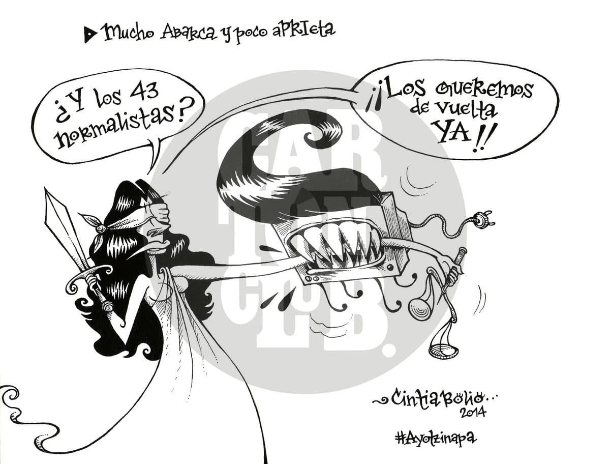 Mucho Abarca y poco aPRIeta, cartón de Cintia Bolio