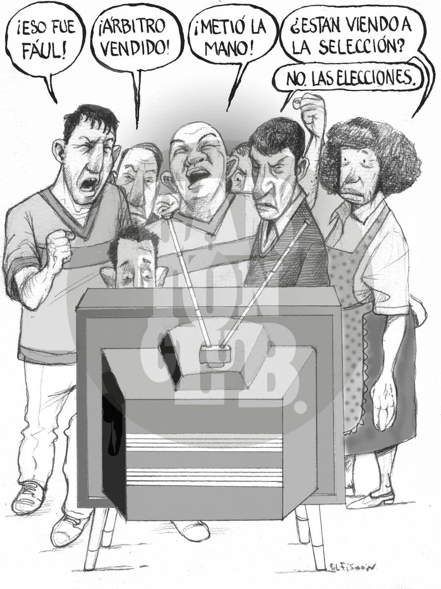 Nación futbolera, cartón de El Fisgón