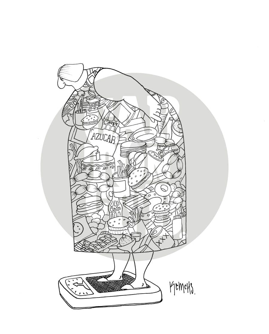 Obesidad, cartón de Kemchs
