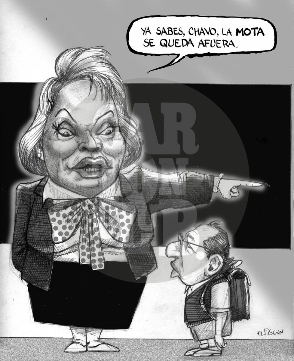 Operacion mochilas, cartón de El Fisgón