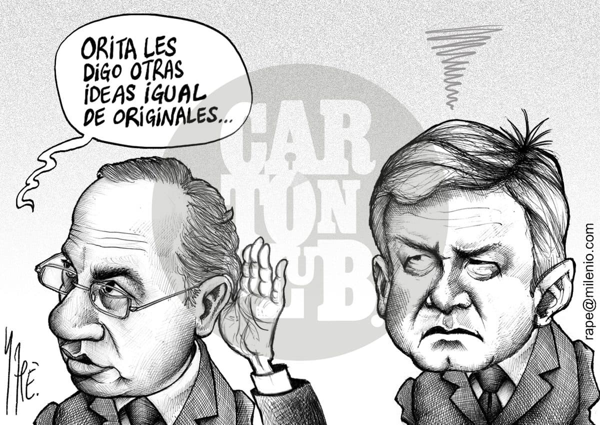Un funcionario le dice a otro que le dará ideas igual de originales, mientras este se muestra abrumado, ironizando sobre la falta de soluciones ante la crisis económica.