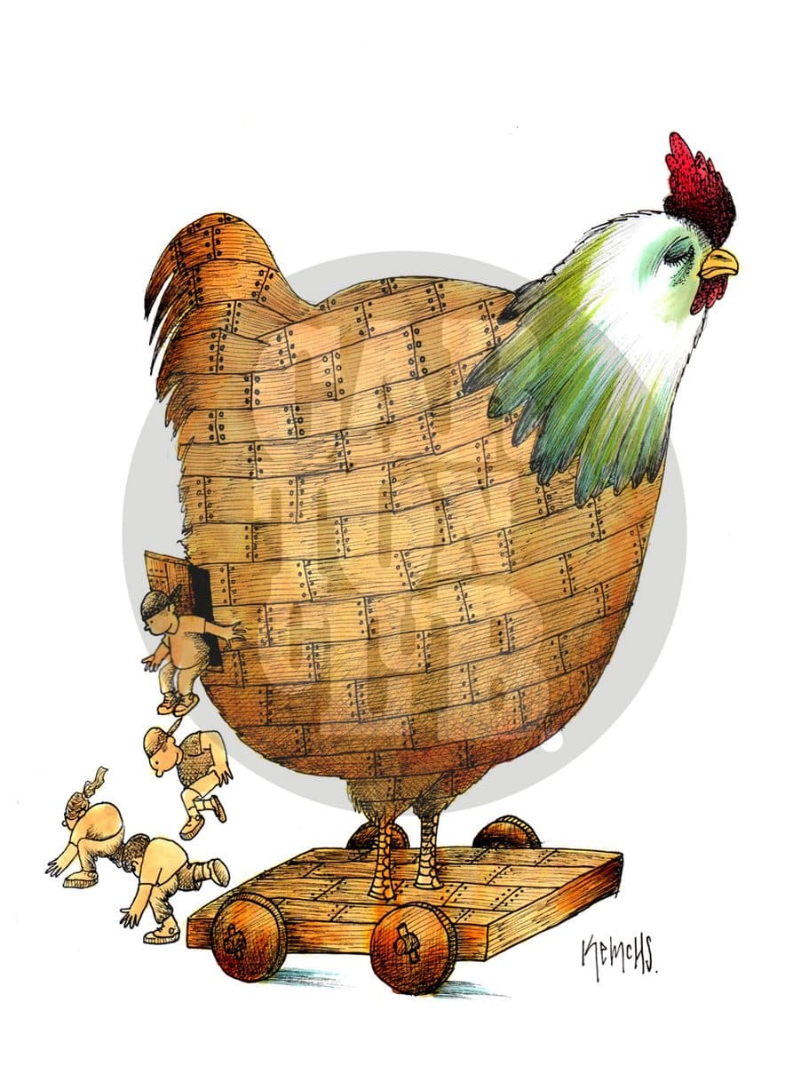 Pollero de Troya, cartón de Kemchs