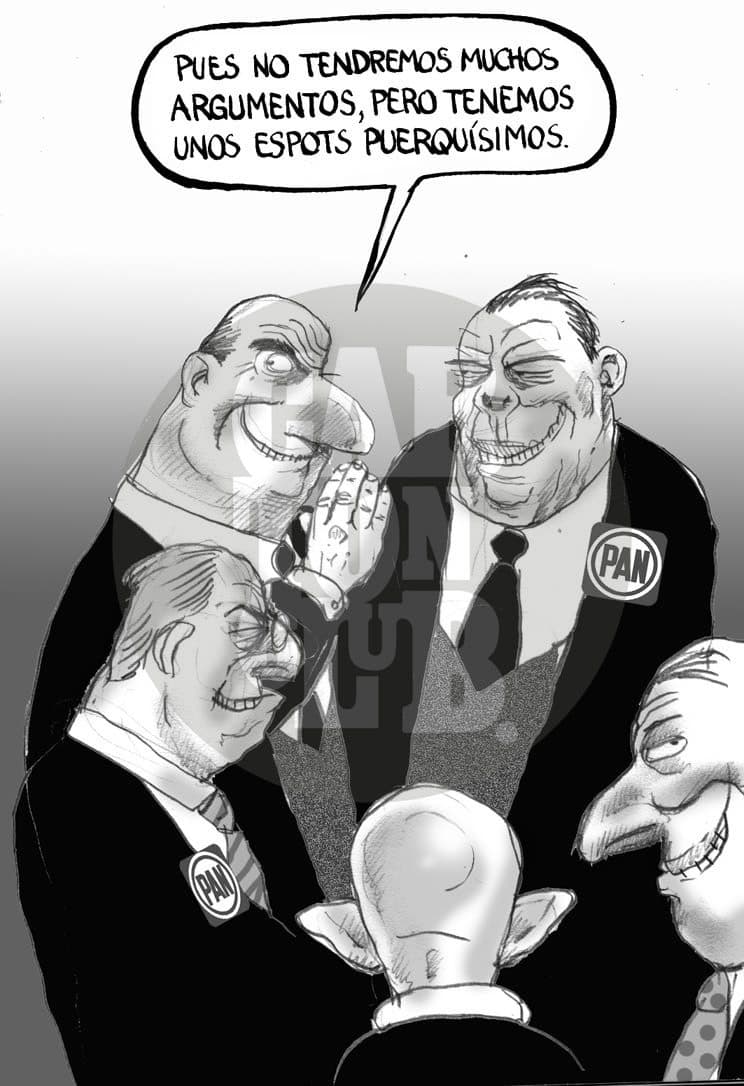 Preparando el debate, cartón de El Fisgón