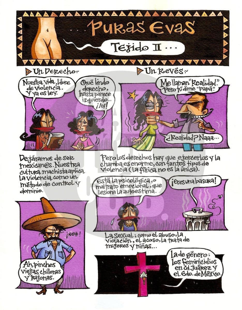 Puras Evas Tejido II a, cartón de Cintia Bolio