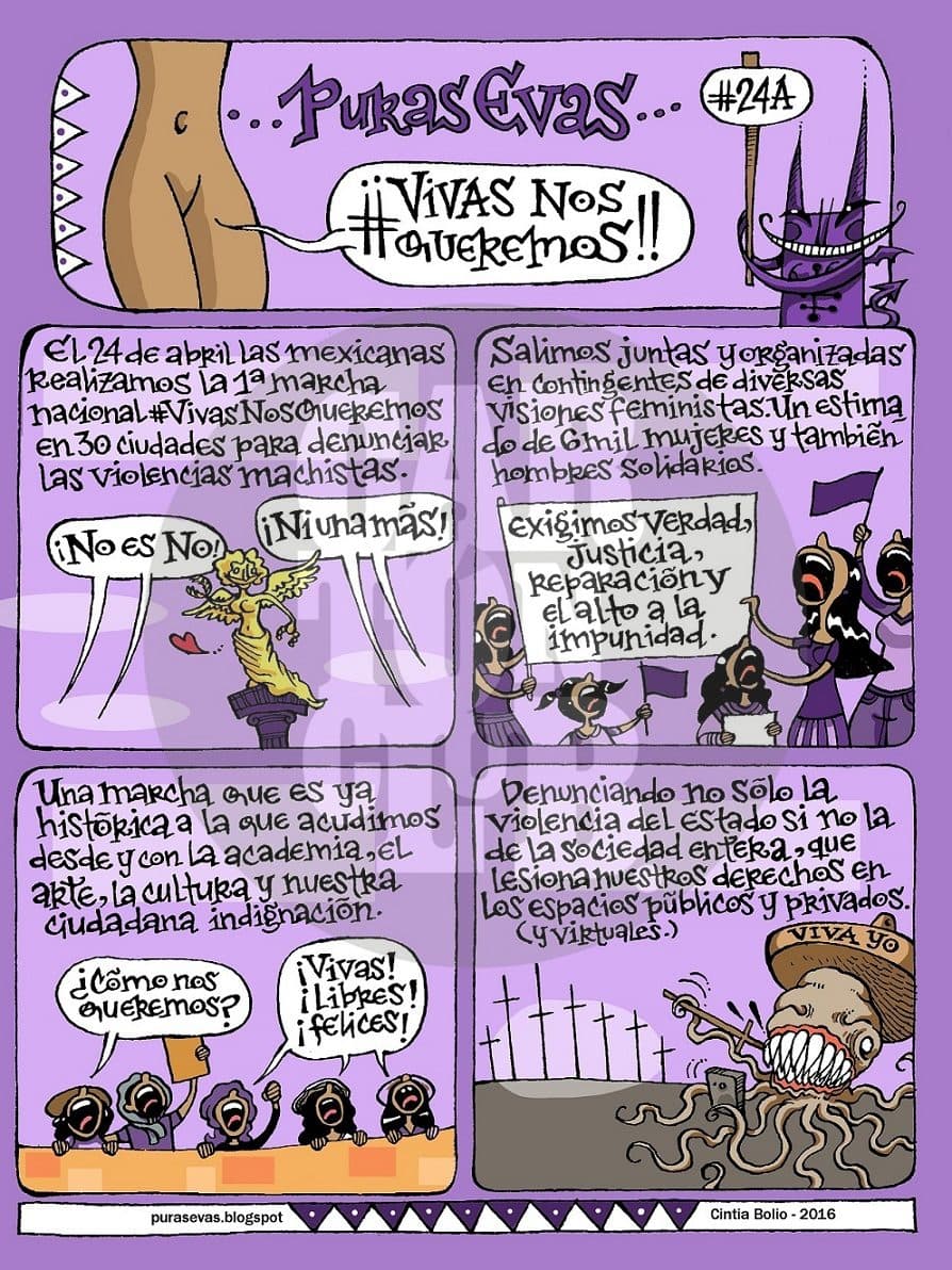 Puras Evas: #VivasNosQueremos - 1 de 4, cartón de Cintia Bolio