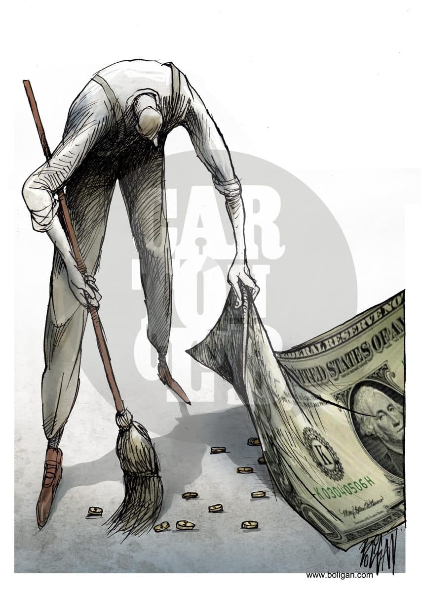 Salario minimo, cartón de Ángel Boligán