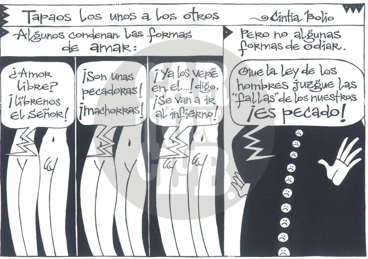 Tapaos los unos a los otros, cartón de Cintia Bolio