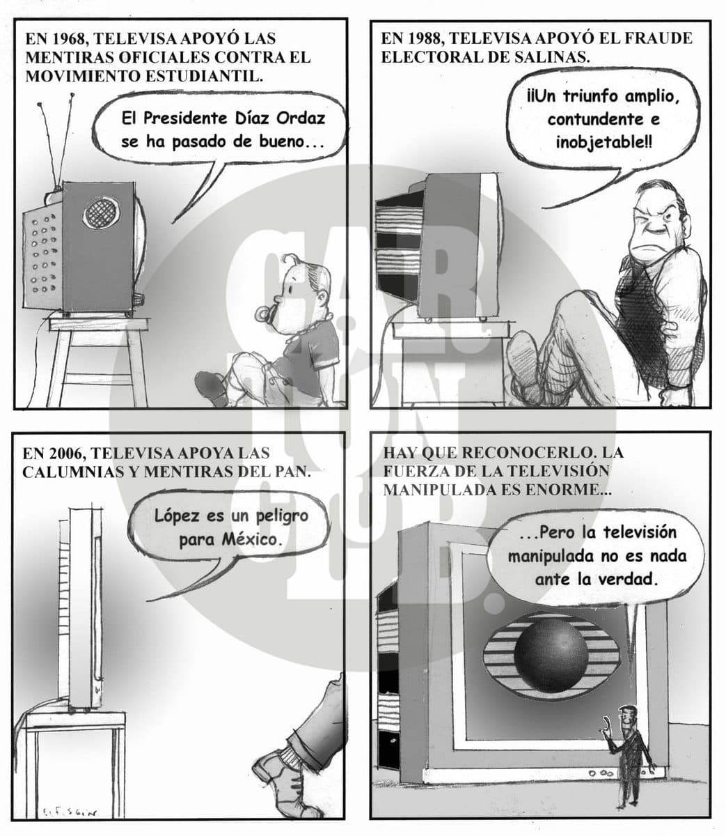 Tele y verdad, cartón de El Fisgón