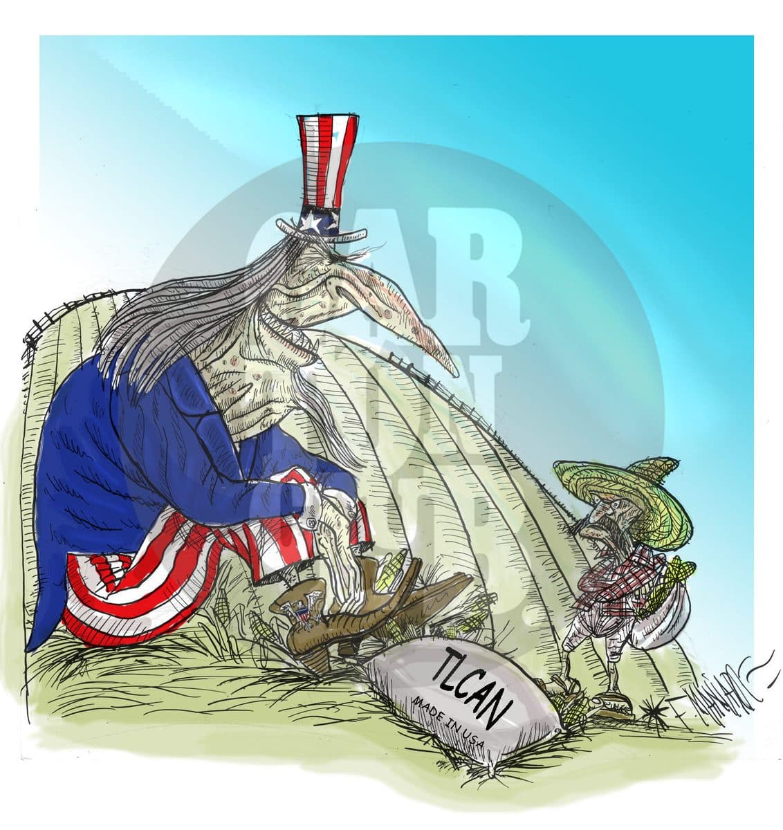 TLCAN a domicilio, cartón de Manjarrez
