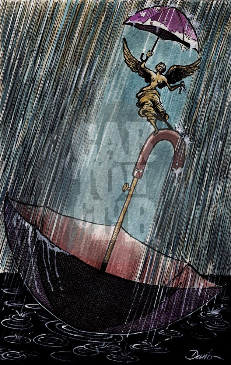 Tormentas y drenajes, cartón de Darío Castillejos