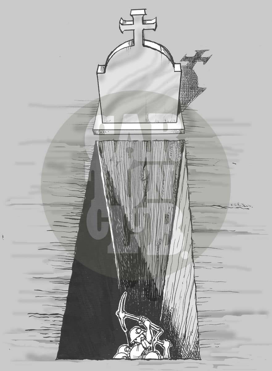 Trabajo en la mina, cartón de El Fisgón