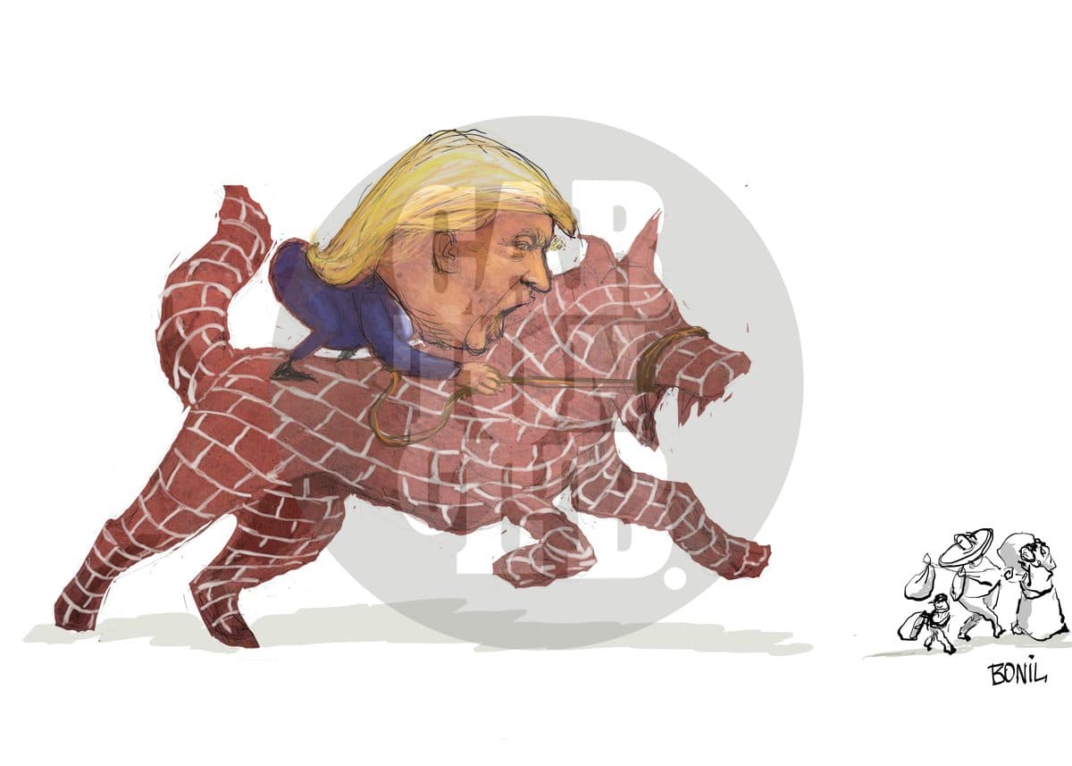Trump Muro Perro, cartón de Bonil