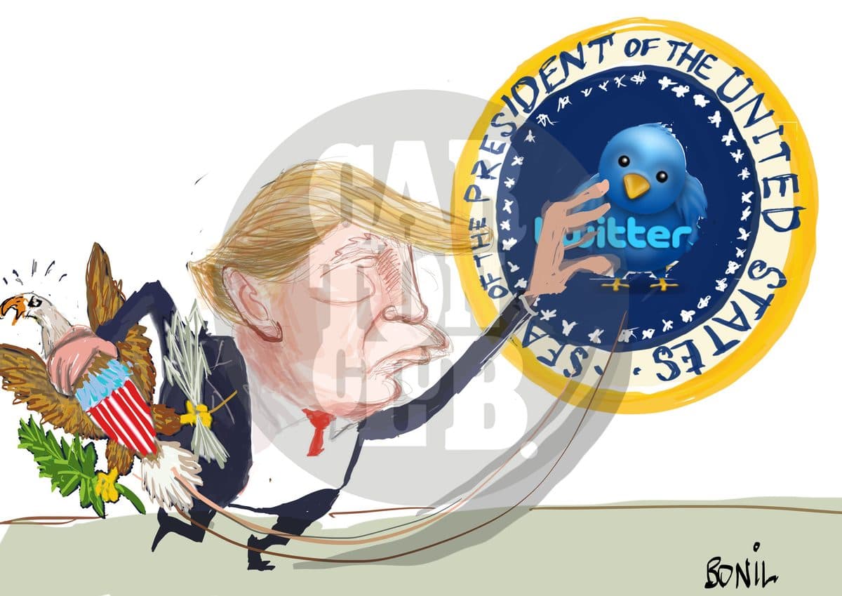 Trump sello, cartón de Bonil