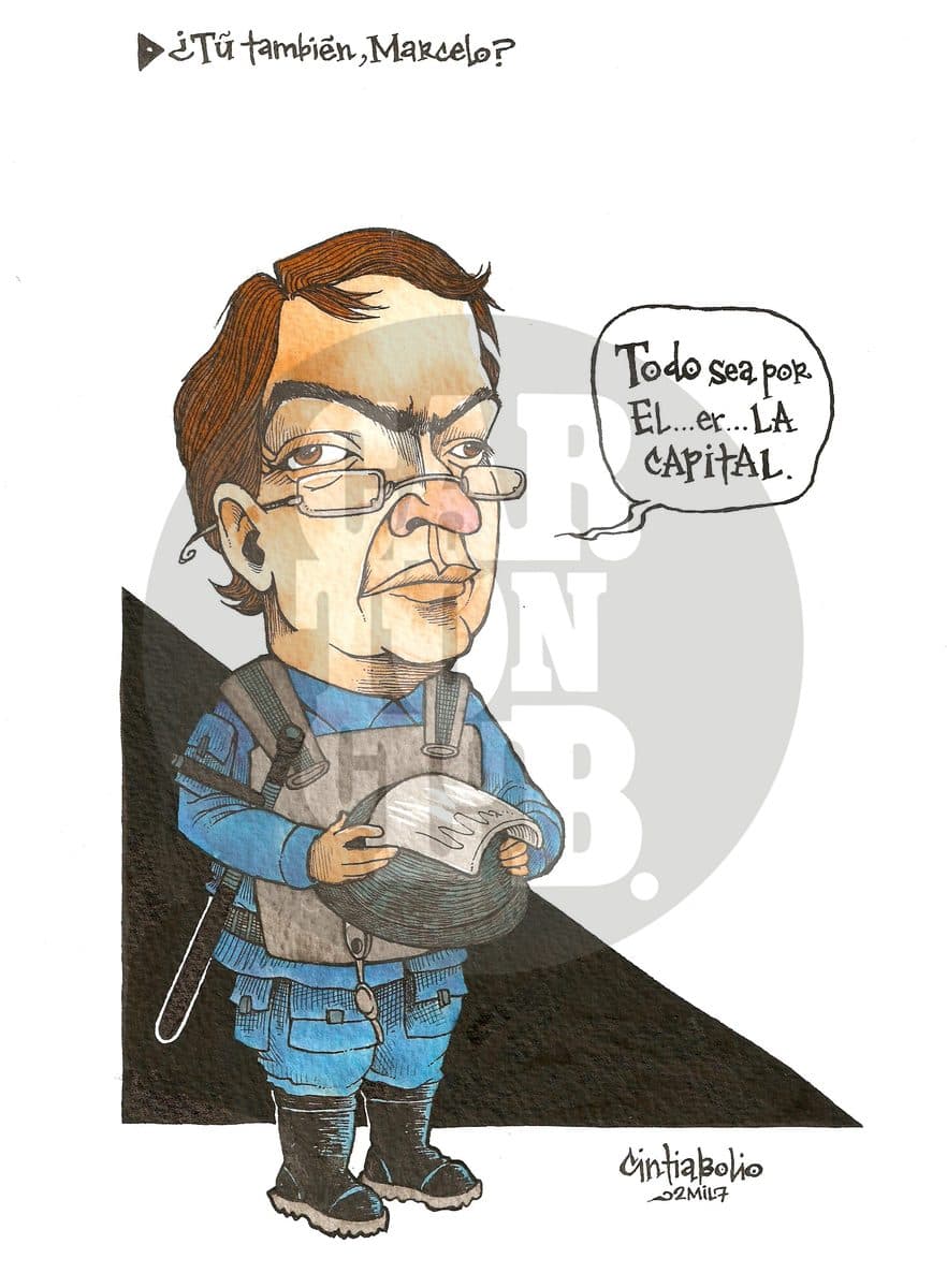 ¿Tú también, Marcelo?, cartón de Cintia Bolio