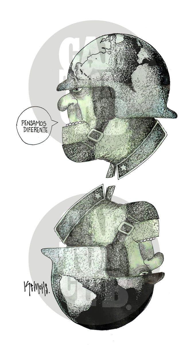 Un mundo con diferentes ideas, cartón de Kemchs