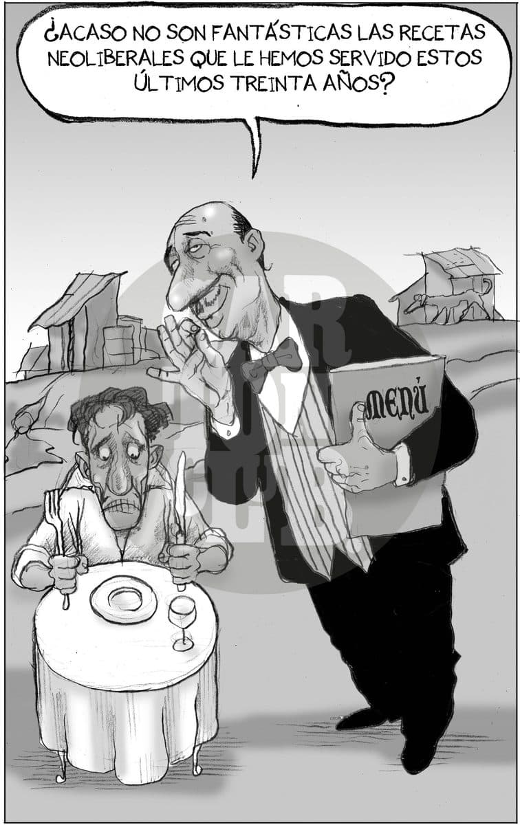 Uno de cinco con hambre, cartón de El Fisgón