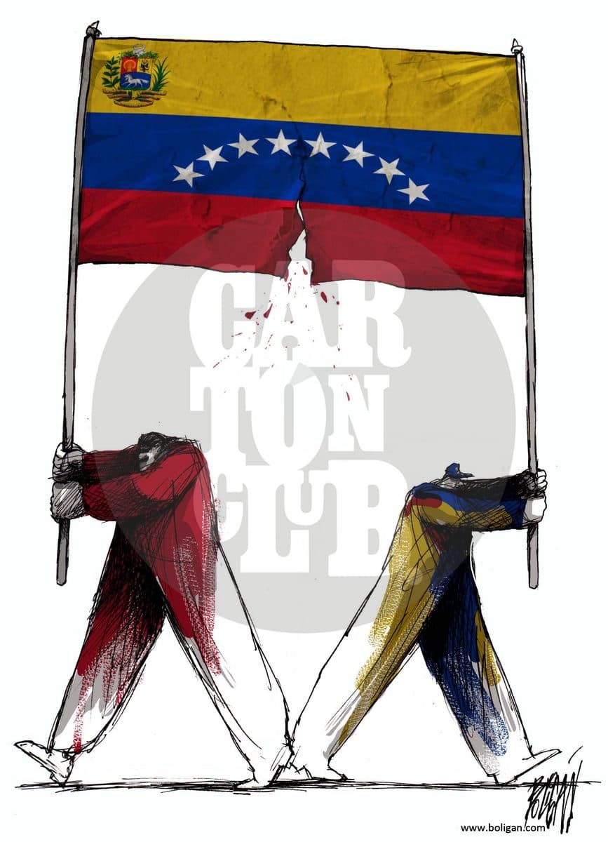 Venezuela en dos, cartón de Ángel Boligán