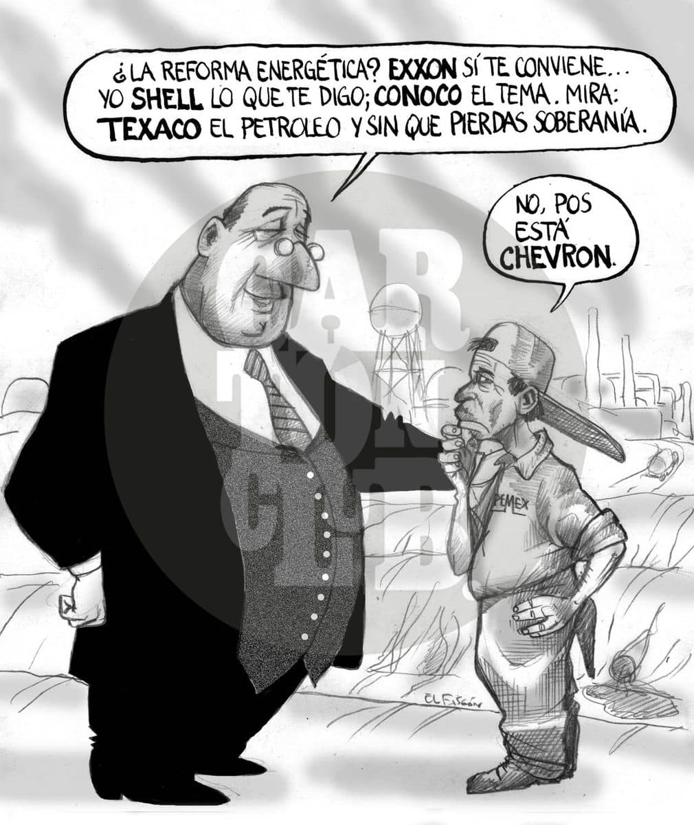Viene la reforma energetica, cartón de El Fisgón