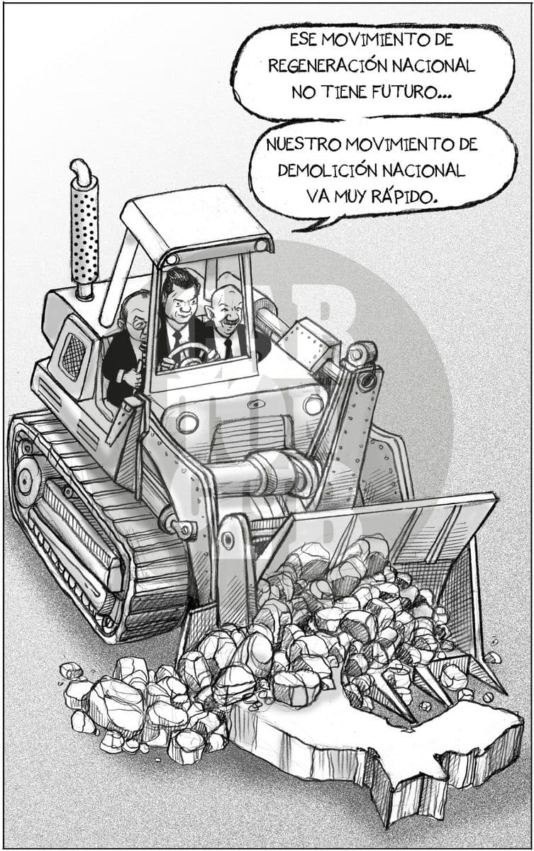 Voy derecho y no me quito, cartón de El Fisgón