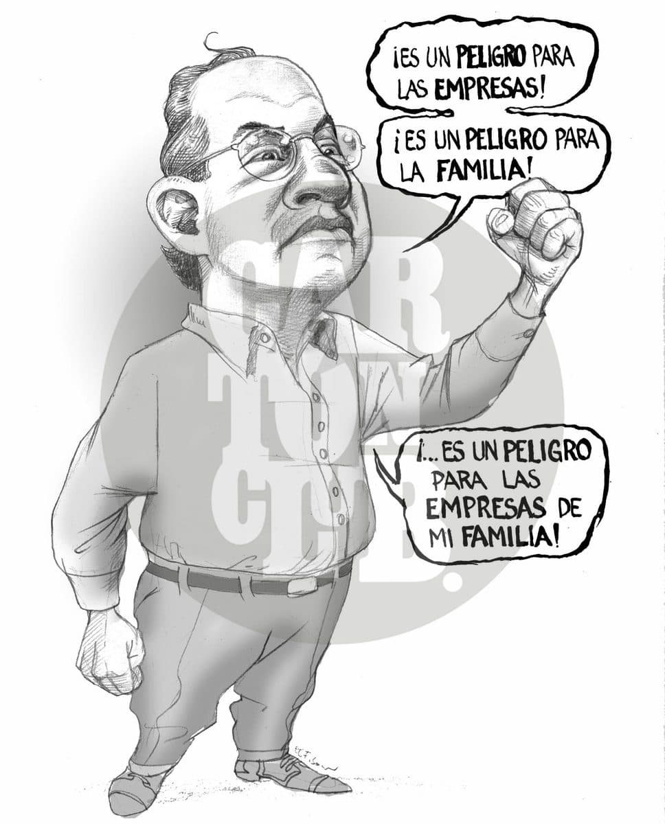 Zavala, bribiesca, bueno torio..., cartón de El Fisgón
