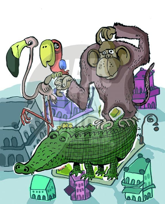 zoológico, cartón de Laz
