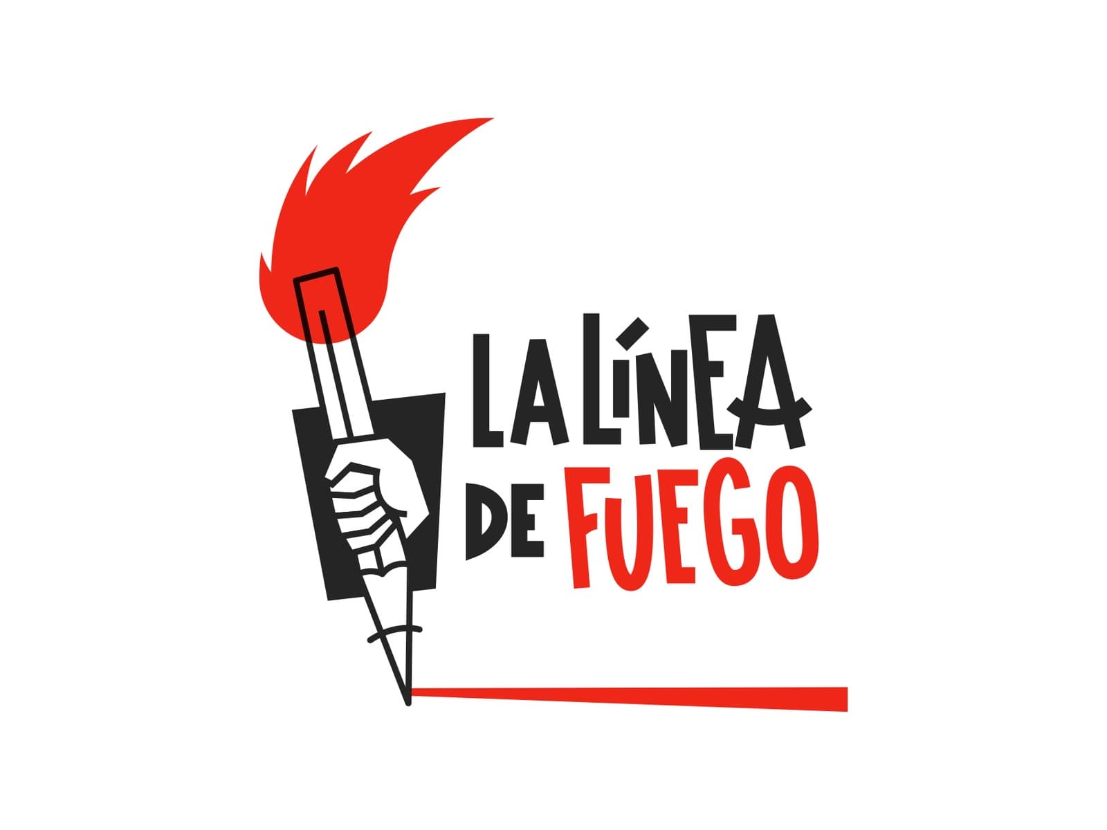 Logotipo de La Línea de Fuego: una mano sostiene un lápiz encendido como antorcha