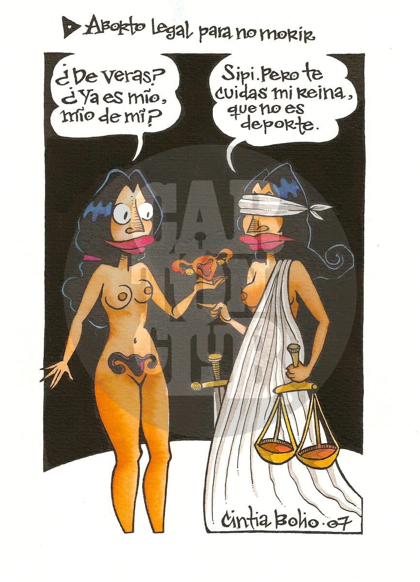 Aborto legal para no morir, cartón de Cintia Bolio