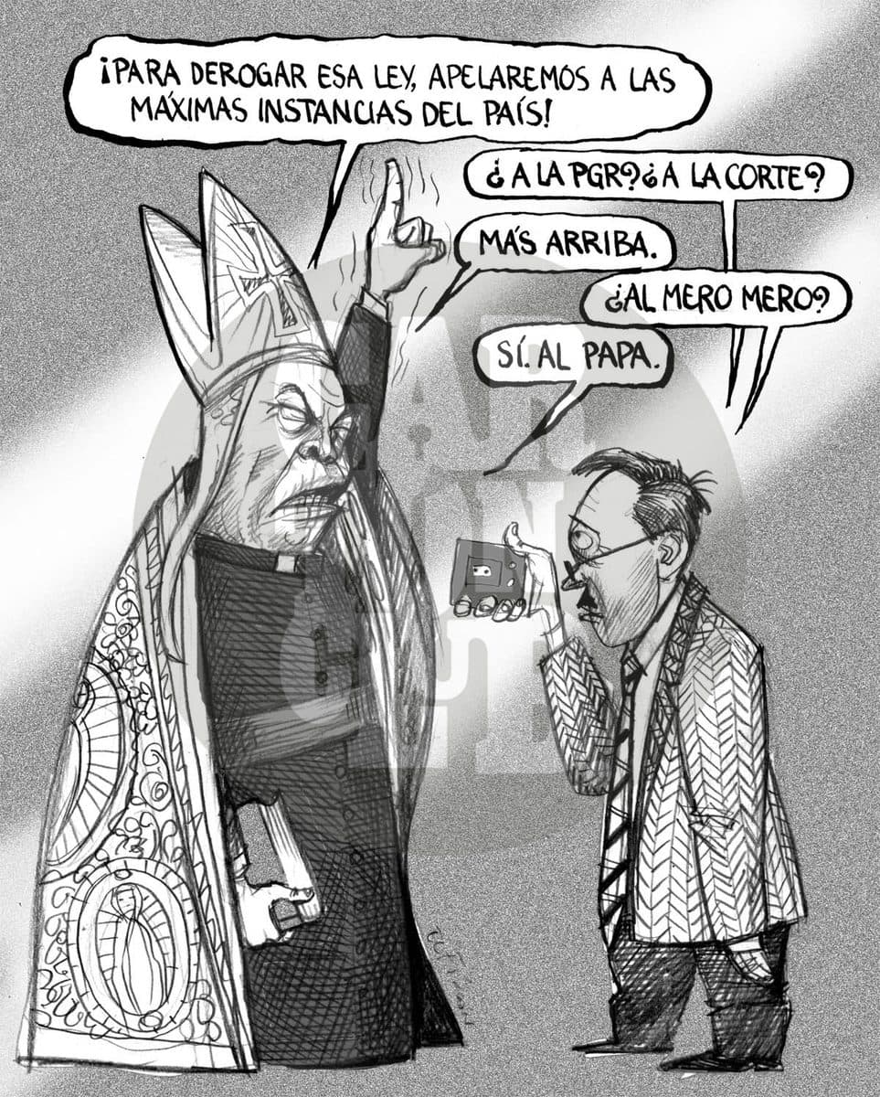 Aborto y estado laico, cartón de El Fisgón